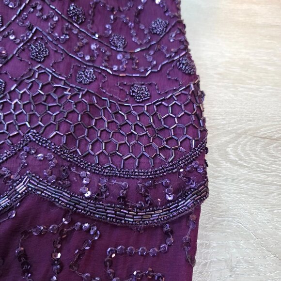 Vintage 90's Purple Beaded Short Sleeve Dress With Shoulder Pads Womens Size 2X - Picture 15 of 16